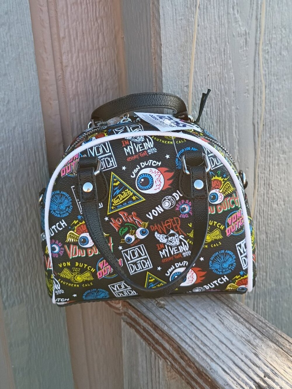 Von Dutch NWT Mini Bag Multicolor Sticker Logo Y2K Graphic